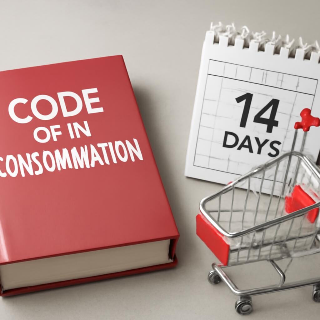 Code de la consommation et panier d'achat, droit de rétractation 14 jours