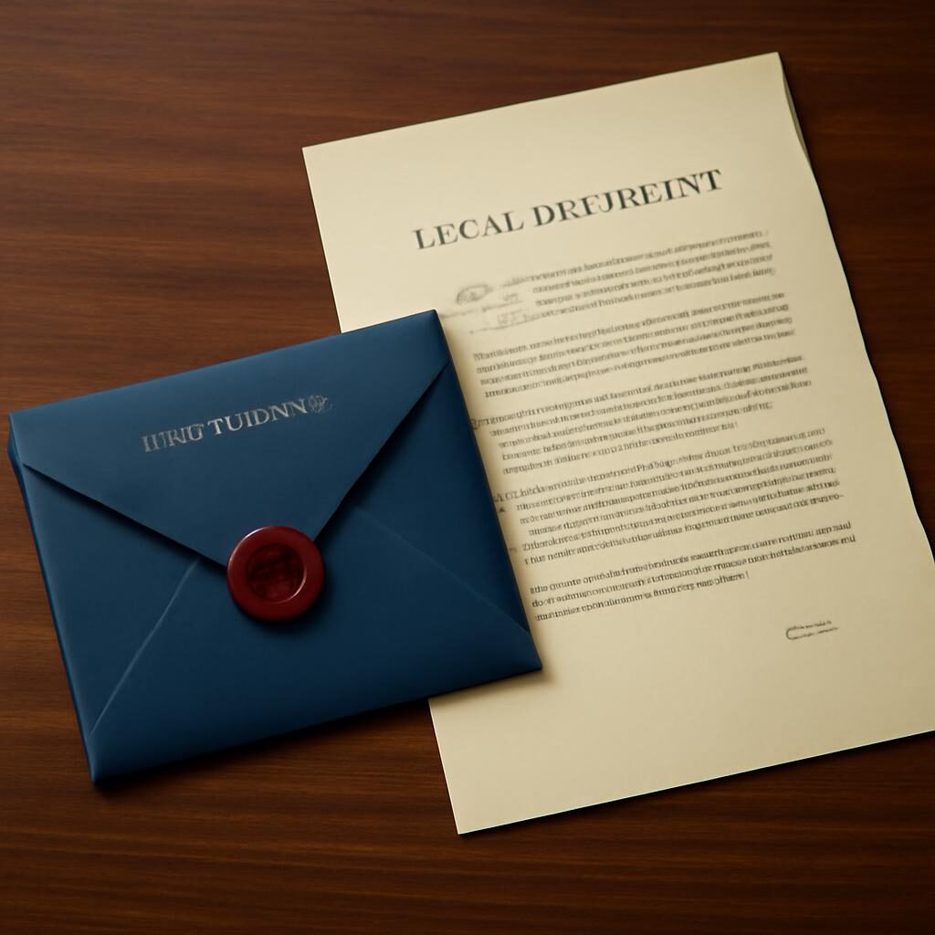 Lettre de mise en demeure sur un bureau professionnel avec enveloppe recommandée