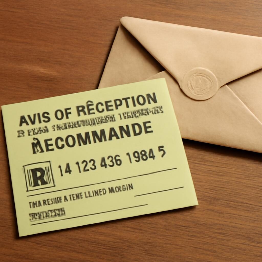 Bon de dépôt de lettre recommandée avec accusé de réception