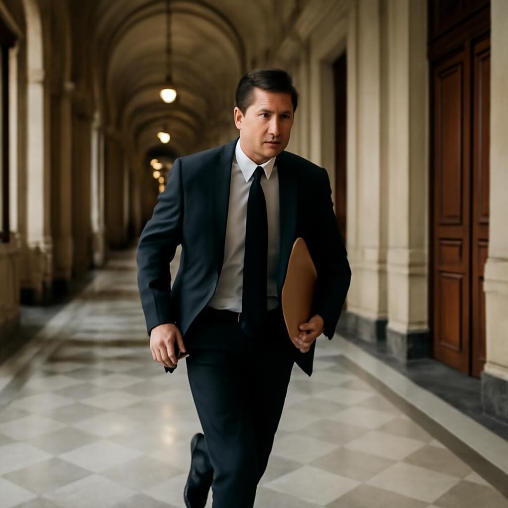 Avocat marchant rapidement au tribunal