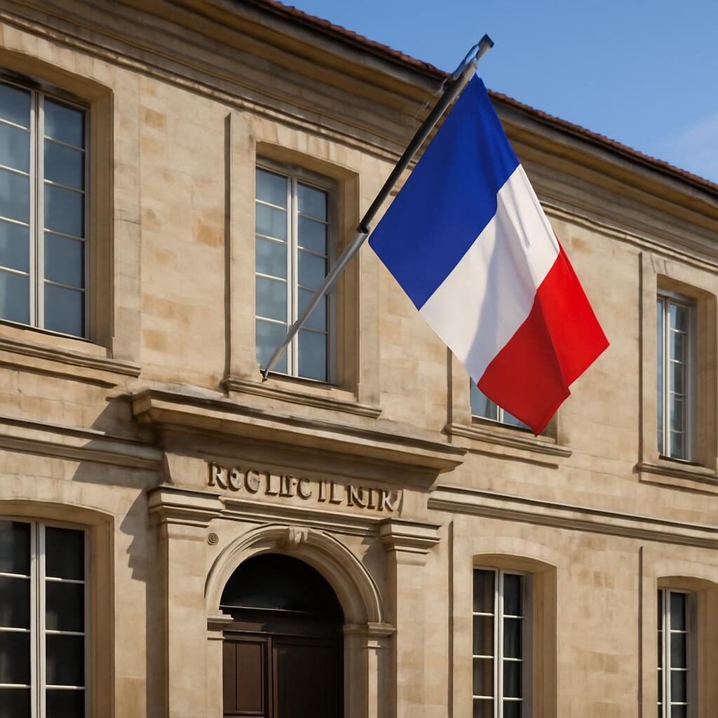 Refus permis construire recours : mairie française et drapeau